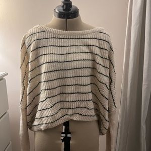 Urban Outfitters Navy and Cream Striped Sweater Size S